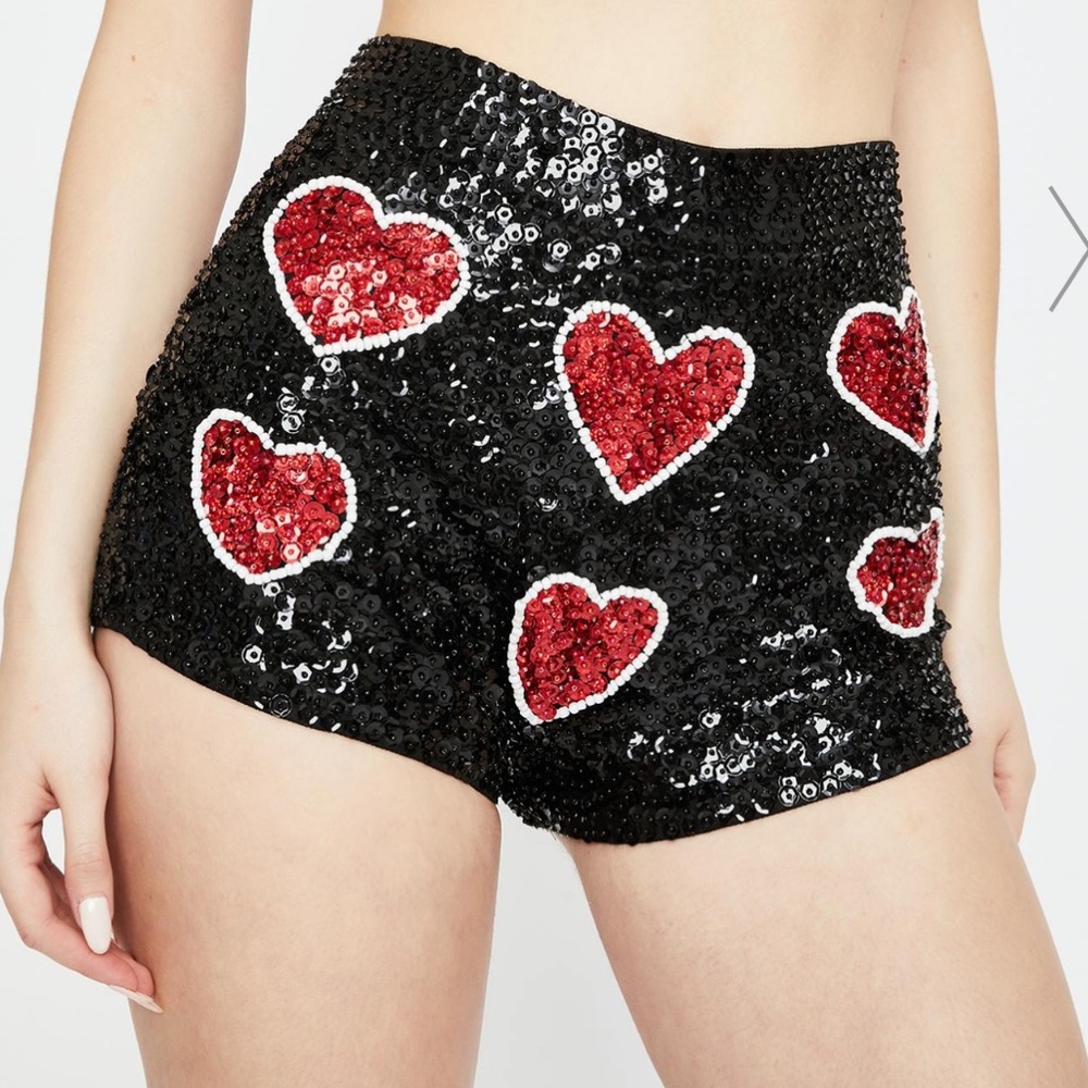 ❤️🖤 Easy Tiger Sweetheart Sequin Micro Shorts – Size Small